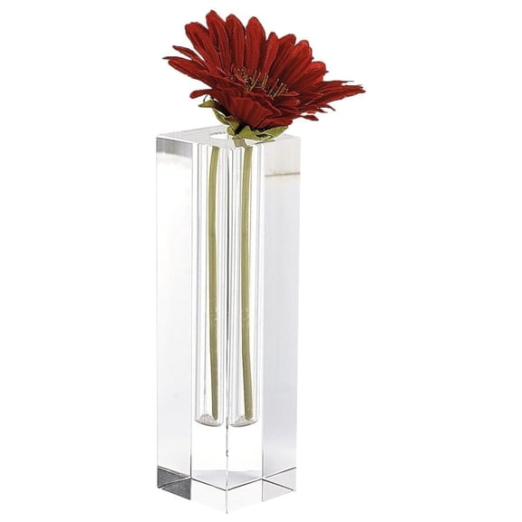 Donovan Crystal Glass Bud Vase - 7.25" Tall Handcrafted Lead-Free Optical Crystal Glass Vase for Flower Buds & Contemporary Home Decor Accent