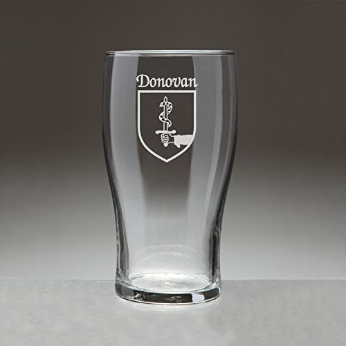 Donovan Irish Coat of Arms Tavern Glasses - Set of 4 (Sand Etched)
