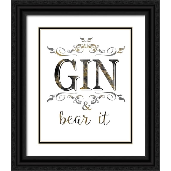 Donovan, Kelly 15x18 Black Ornate Wood Framed with Double Matting Museum Art Print Titled - Gin and Bear It