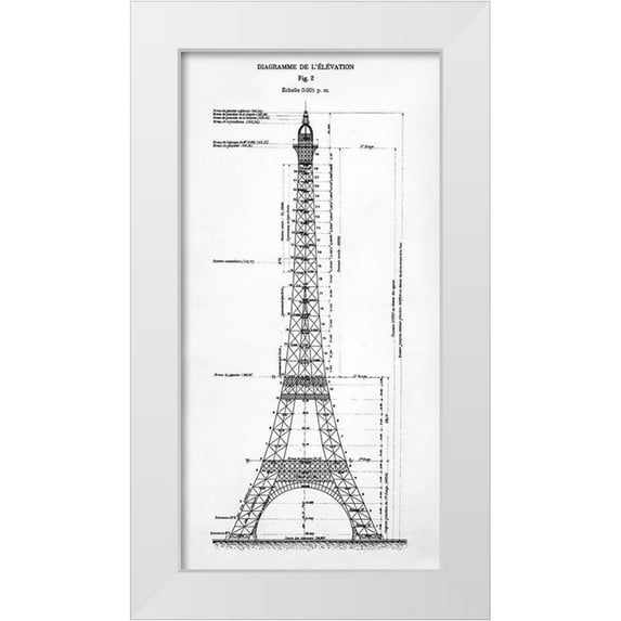 Donovan, Kelly 18x32 White Modern Wood Framed Museum Art Print Titled - Eiffel Elevation