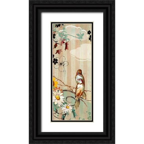 Donovan, Kelly 8x14 Black Ornate Wood Framed with Double Matting Museum Art Print Titled - Vintage Love Birds I