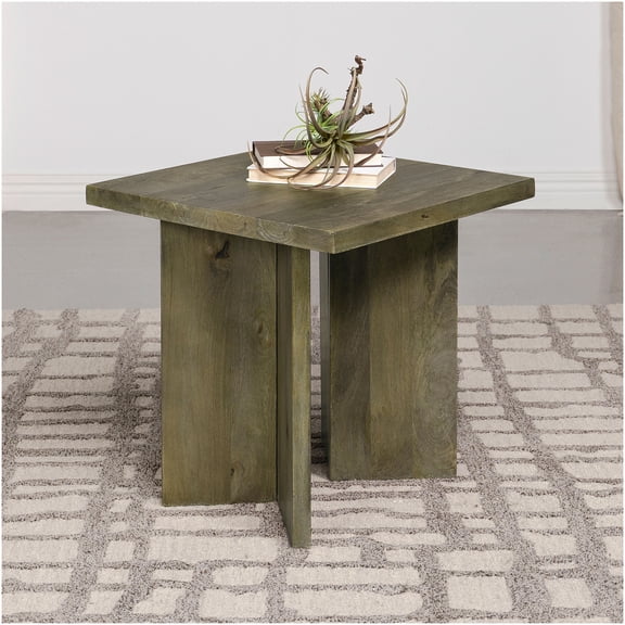 Donovan Mango Wood End Table, Brown Square Side Table for Living Room, Rustic Solid Wood Nightstand
