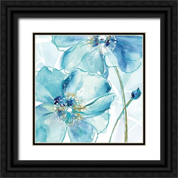 Donovan, Maria 26x26 Black Ornate Wood Framed with Double Matting Museum Art Print Titled - Blue Spring Poppy