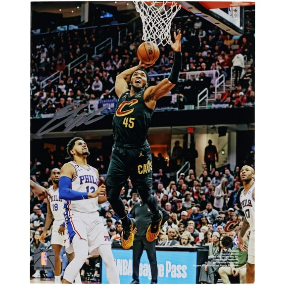 Donovan Mitchell Cleveland Cavaliers Autographed 8" x 10" Dunk in Black Photograph - Fanatics Authentic Certified