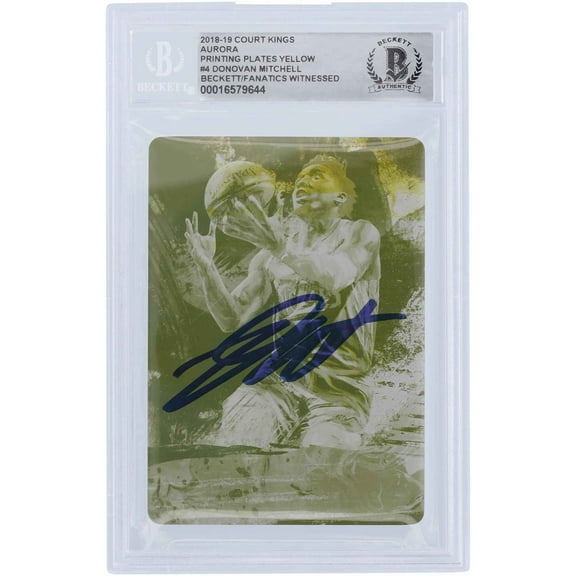 Donovan Mitchell Utah Jazz Autographed 2018-19 Panini Court Kings Yellow Printing Plate #4 #1/1 Beckett Fanatics Witnessed Authenticated Card - Fanatics Authentic Certified