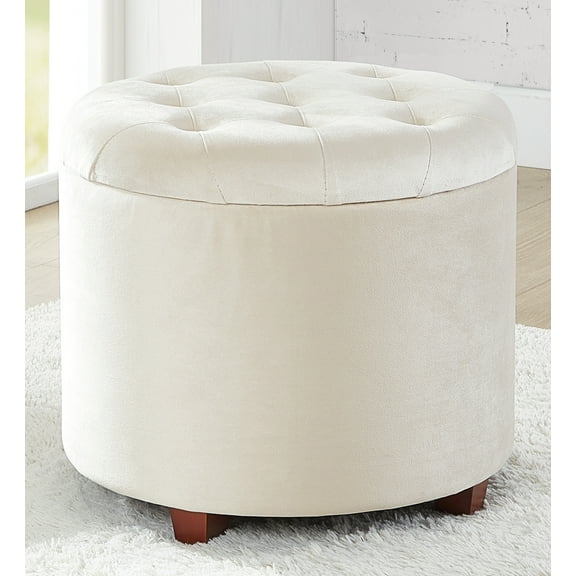 Donovan Round Tufted Velvet Storage Ottoman Foot Rest Stool/Seat with Removable Lid