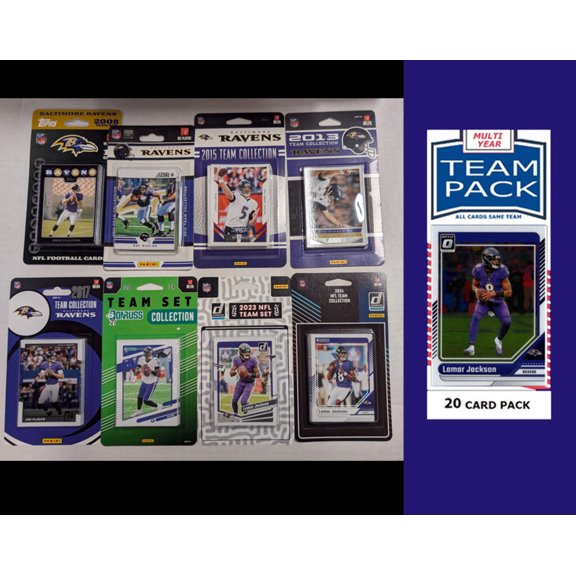 Donruss Baltimore Ravens Team Sets 2024 2023 2021 2017 2008 2012 + Multiyear Pack 2025 Lamar Jackson