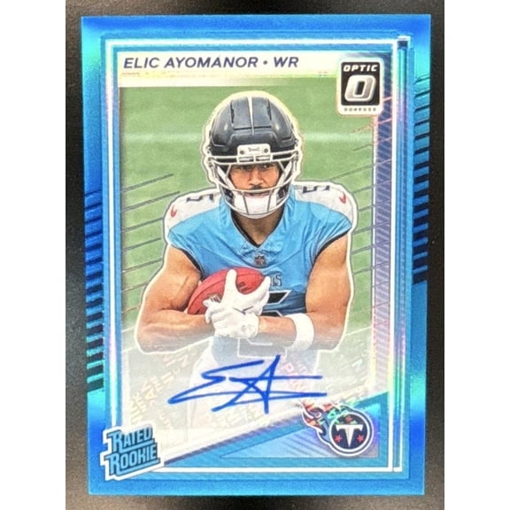 Donruss Optic Elic Ayomanor #235 Rated Rookie RPS Autograph Neon Blue Prizm Football Card