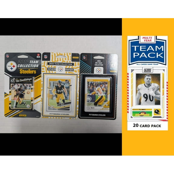 Donruss Steelers Team Set Bundle 2024 2023 2016 + Multiyear Pack 2025 SCORE Prizm TJ Watt
