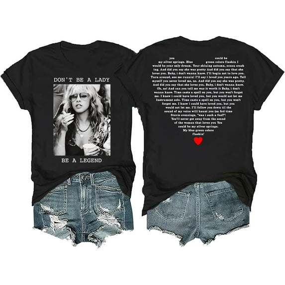 Dont Be A Lady Be A Legend Graphic Tees for Women Vintage Rock Band T Shirt Unisex Adults Summer Tops Short Sleeve