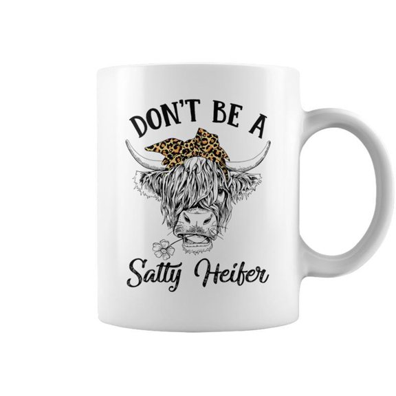 Dont Be A Salty Heifer Cow Leopard Bandana Cowgirl Coffee Mugs