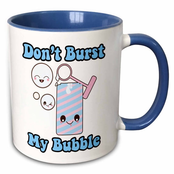 3drose, Dont Burst My Bubble Cute Kawaii Humor, 15oz Two-tone Blue Mug