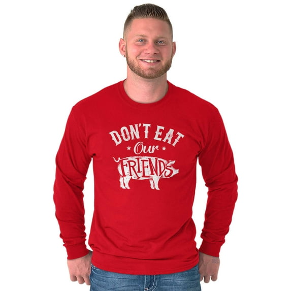 Dont Eat Friends Vegan Vegetarian Plus Size Long Sleeve Graphic Tee Shirt Brisco Brands 2X