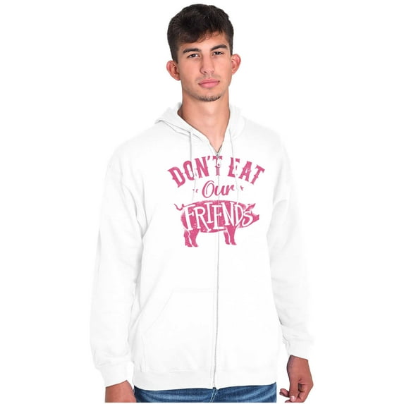 Dont Eat Friends Vegan Vegetarian Zip Up Hoodie Men's Women's Brisco Brands M
