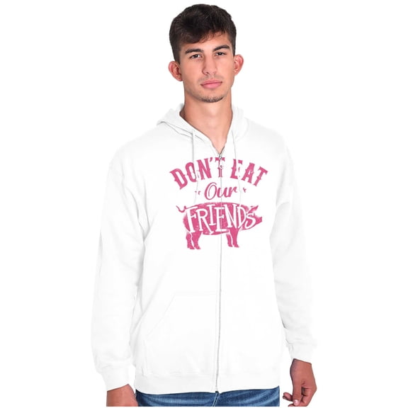 Dont Eat Friends Vegan Vegetarian Zip Up Hoodie Men's Women's Brisco Brands M