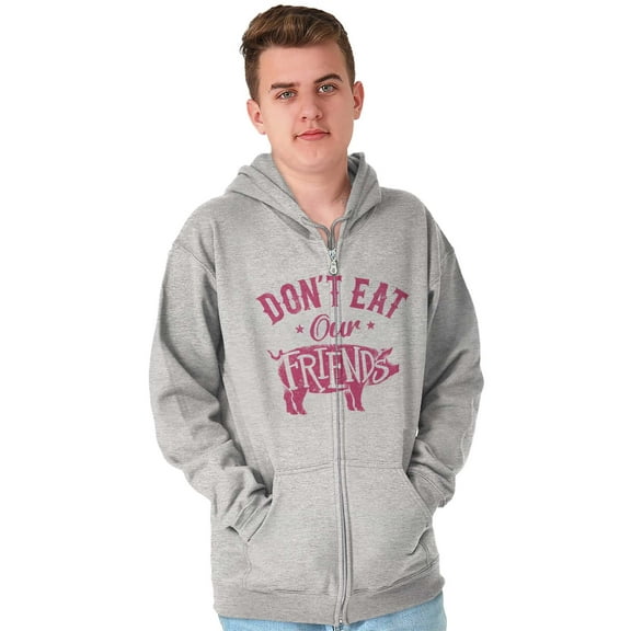 Dont Eat Friends Vegan Vegetarian Zip Up Hoodie Men's Women's Brisco Brands X