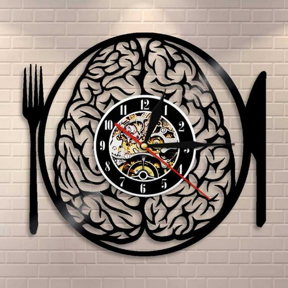 Dont Eat My Brain Wall Art Brain With Cutlery Wall Clock Neuron Anatomical Brain Vinyl Record Wall Clock Neuroscience Nurse Gift