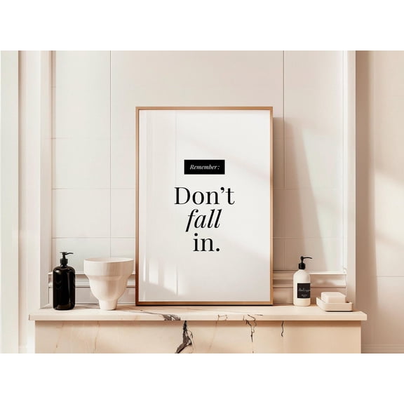 Dont Fall In Retro Bathroom Wall Art, Unframed Paper Print Size 8x12