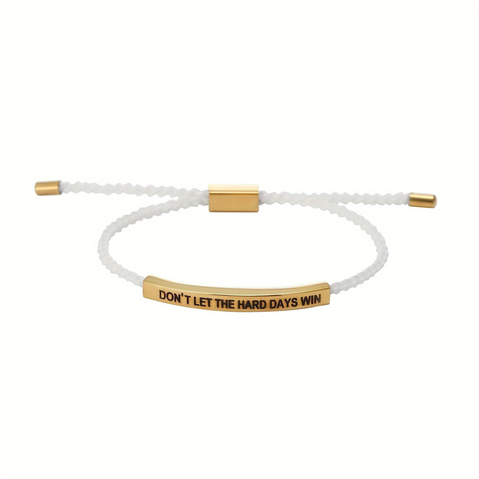 Dont Let The Hard Days Win Bracelet for Women Men Handmade Braided Adjustable Wrap Stainless Steel Tube Inspirational Bracelets Gifts for  Christmas, Halloween Gift,White-Golden