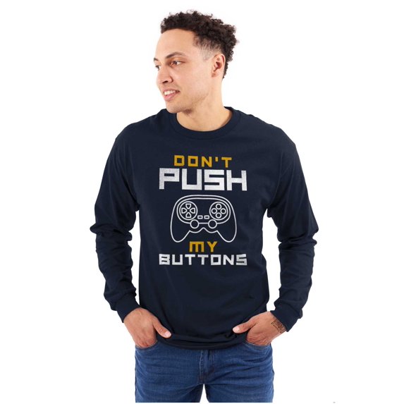 Dont Push Buttons Video Gamer Plus Size Long Sleeve Graphic Tee Shirt Brisco Brands 2X