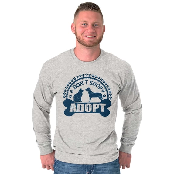 Dont Shop Adopt Cat Dog Pet Owner Long Sleeve TShirt Men Women Brisco Brands M