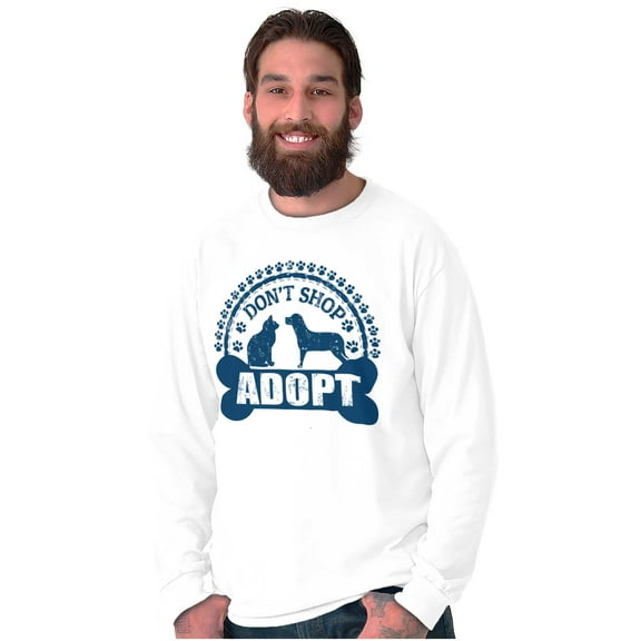 Dont Shop Adopt Cat Dog Pet Owner Long Sleeve TShirt Men Women Brisco Brands S