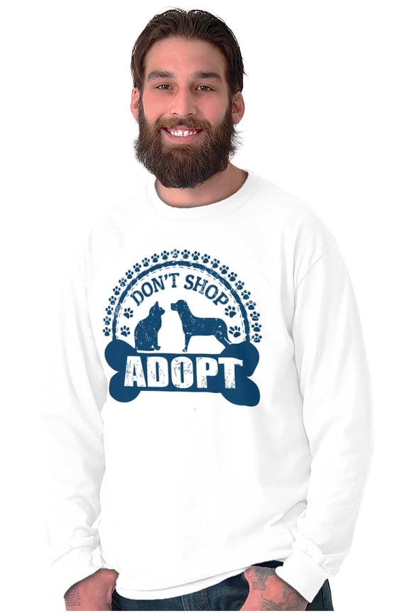 Dont Shop Adopt Cat Dog Pet Owner Long Sleeve TShirt Men Women Brisco Brands S