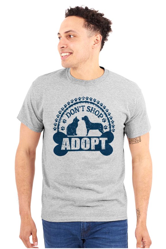 Dont Shop Adopt Cat Dog Pet Owner Men's Graphic T Shirt Tees Brisco Brands S