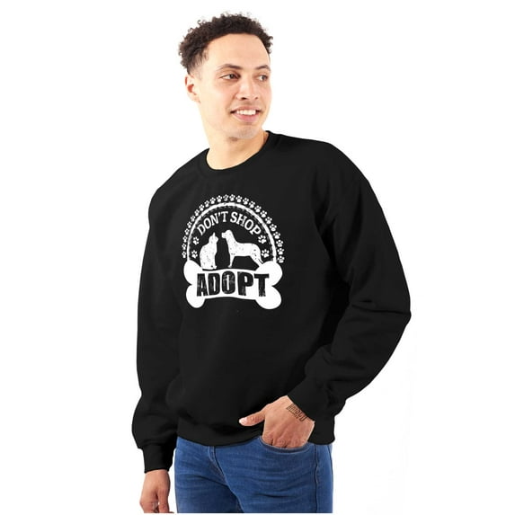Dont Shop Adopt Cat Dog Pet Owner Sweatshirt for Men or Women Brisco Brands S