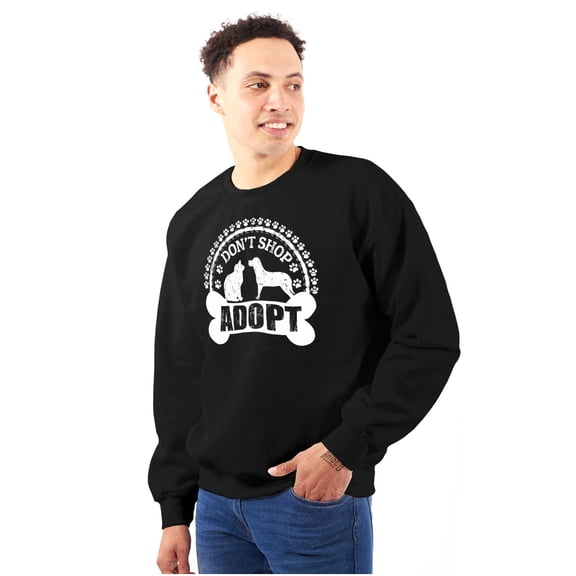 Dont Shop Adopt Cat Dog Pet Owner Sweatshirt for Men or Women Brisco Brands S