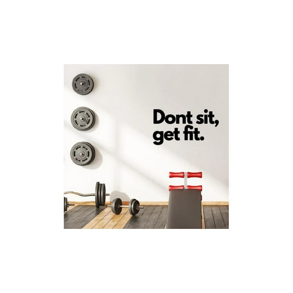 Dont Sit Get Fit Quote Fitness Workout Work Out Success Motivation Quotes Wall Decals Healthy Lifestyle for Girls Boys Gym Home Sports Room Decor Vinyl Wall Art Stickers Decoration Size (8x10 inch)