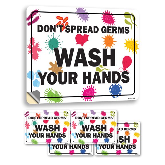Dont Spread Germs OSHA Notice Vinyl Decal Label 14 Inch x 10 Inch - 5 Pack