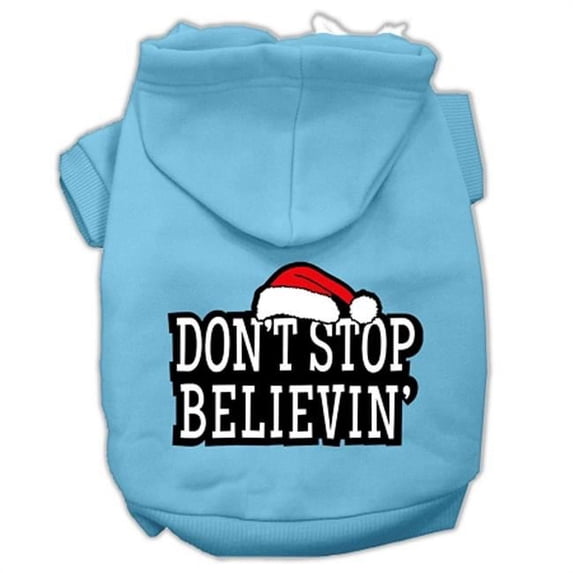 Dont Stop Believin Screenprint Pet Hoodies, Baby Blue - Small 10