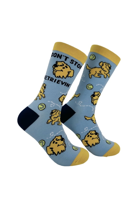 Dont Stop Retrievin Socks Funny Sarcastic Golden Retriever Graphic Novelty Footwear for Ladies