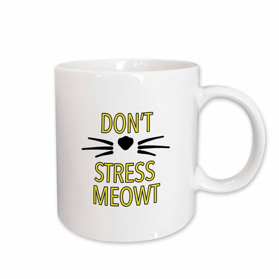 3drose, Dont Stress Meowt Yellow, 15oz Mug