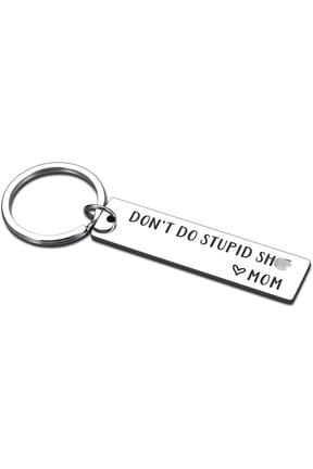 Dont Do Stupid Sh t Keychain Dont Do Stupid Gag Gifts for Son, Son Gift from Mom Love Mom Key Chain for Teen Boys Girls Valentines Day Christmas Birthday Gift for Kids Funny Xmas Gift for Him Her