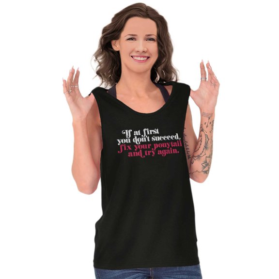 Dont Succeed Fix Ponytail Start Again Womens Plus Size Graphic Tank Top Brisco Brands 3X