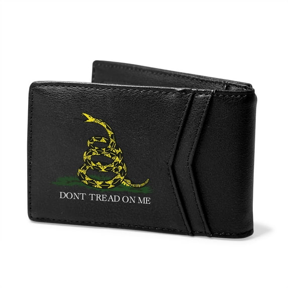 Dont Tread On Me Black PU Leather Slim RFID Resistant Bi-fold Men Wallet
