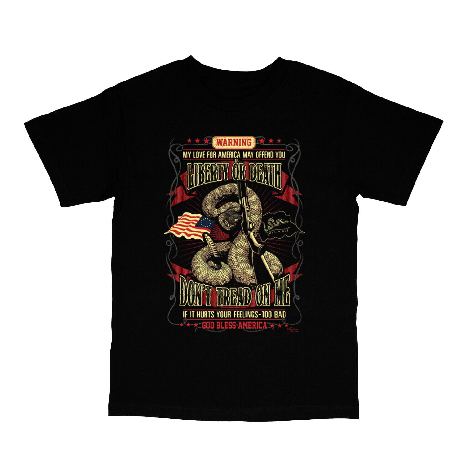 Don't Tread On Me T-Shirt With US Flag On Sleeve | 100% Cotton Patriotic Tee | Made In USA - View #8
