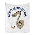 thumbnail image 1 of Dont Treat on Me Soft Flannel Fleece Throw Blanket, Dangerous Poisonous Snake with Rattle Words, Cozy Plush for Indoor and Outdoor Use, 50" x 70", Tan Night Blue, by Ambesonne, 1 of 6
