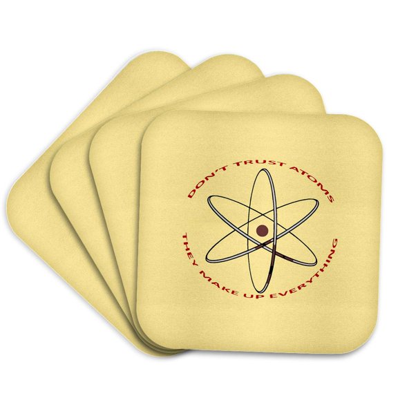 3drose, Dont Trust Atoms They Make up Everything Red Nucleus, Set of 4 Coasters - Soft