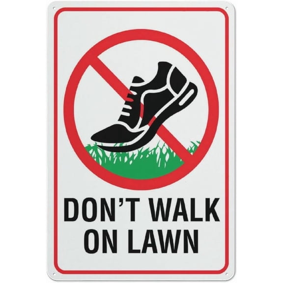 Dont Walk On Lawn Sign 8"x12" Inch Metal Sign, Rustproof Aluminum, Multicolor
