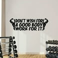 thumbnail image 1 of Dont Wish For A Good Body Work For It - Exercise Workout Muscles Silhouette Quote Motivation Fitness Inspiration Vinyl Wall Art Sticker Decal Home Gym Workout Area Fitness Decoration Size(4x10 inch), 1 of 3