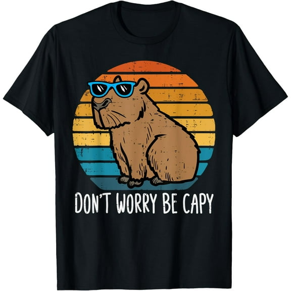 Dont Worry Be Capy Capybara Retro Men Boys Kids Youth Women T-Shirt