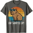 thumbnail image 1 of Dont Worry Be Capy Capybara Retro Unisex T-Shirt for Men Women Kids Toddler,Charcoal Color,Size 5XL, 1 of 5