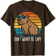 thumbnail image 1 of Dont Worry Be Capy Capybara Retro Unisex T-Shirt for Men Women Kids Toddler,Dark Chocolate Color,Size XL, 1 of 5