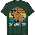 thumbnail image 1 of Dont Worry Be Capy Capybara Retro Unisex T-Shirt for Men Women Kids Toddler,Forest Green Color,Size YM, 1 of 5