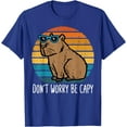 thumbnail image 1 of Dont Worry Be Capy Capybara Retro Unisex T-Shirt for Men Women Kids Toddler,Royal Blue Color,Size YM, 1 of 5