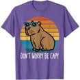 thumbnail image 1 of Dont Worry Be Capy Capybara Retro Unisex T-Shirt for Men Women Kids Toddler,Violet Color,Size XL, 1 of 5