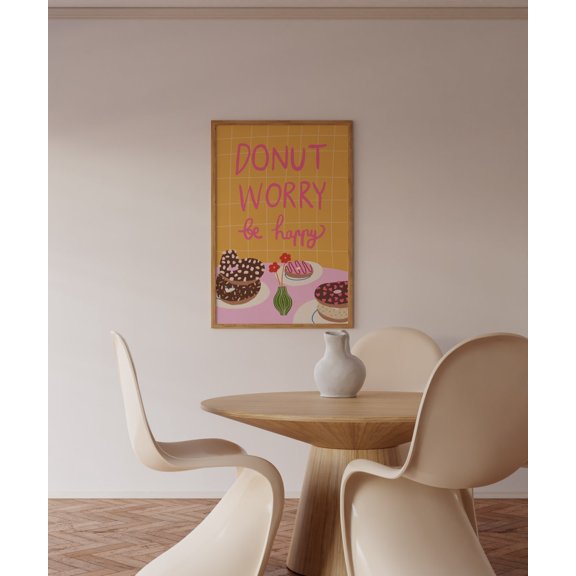 Dont Worry Be Happy Colorful Motivational Typography Art, Unframed Paper Poster 8x10in